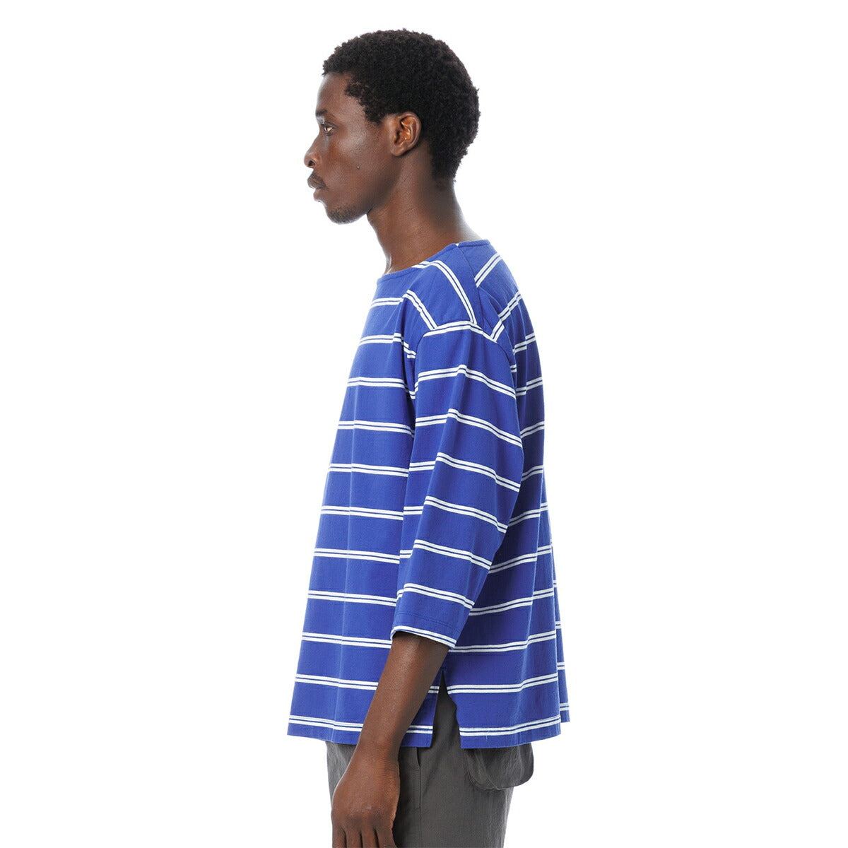 Boat Neck Organic Cotton Border 3-Q-S Tee