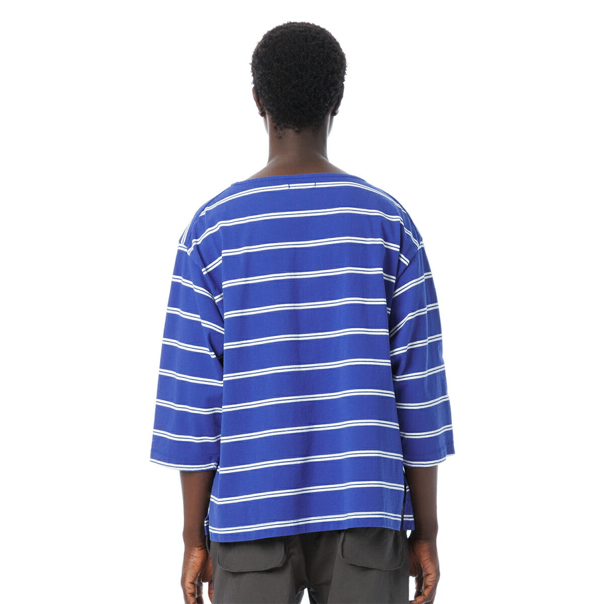 Boat Neck Organic Cotton Border 3-Q-S Tee